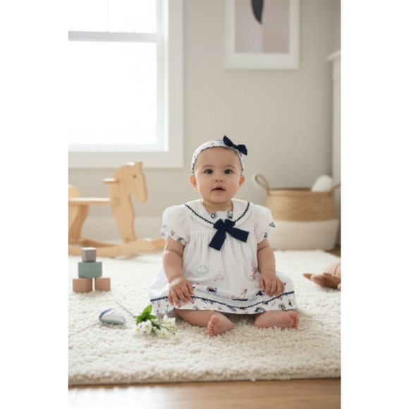 New Baby Girl Dress Set with matching headband underwear size 3 to 6 months - Picture 2 of 3